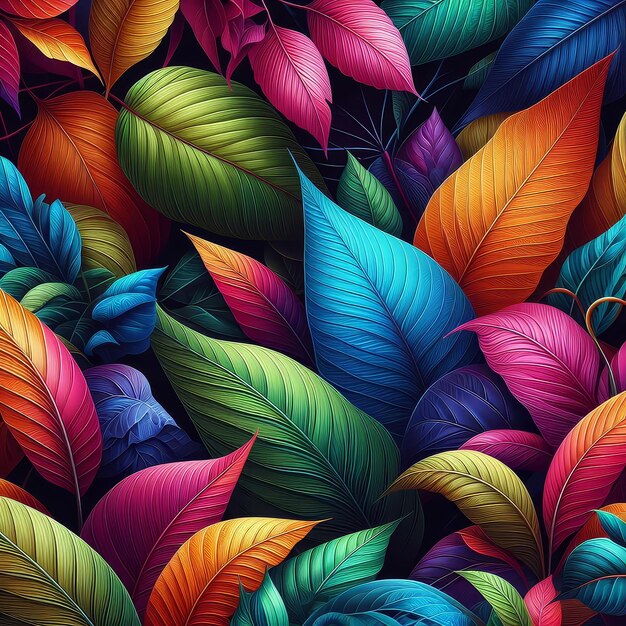 a colorful illustration with colorful leaves