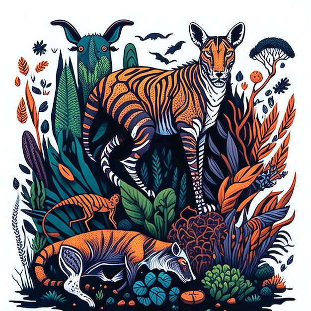 Colorful illustration for World Wildlife Day with flora artwork