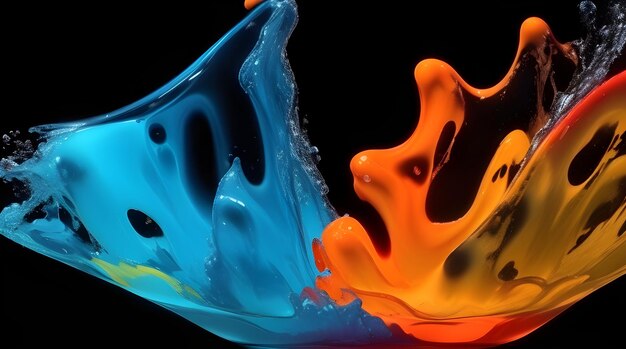 a colorful image of a blue and orange colored liquid