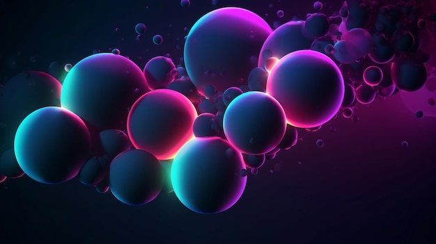 A colorful image of bubbles with neon lights on the bottom.