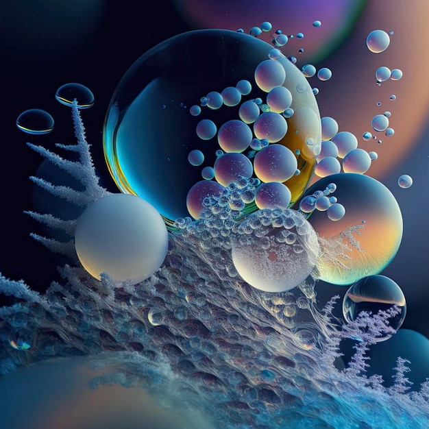 A colorful image of bubbles and the word " water "