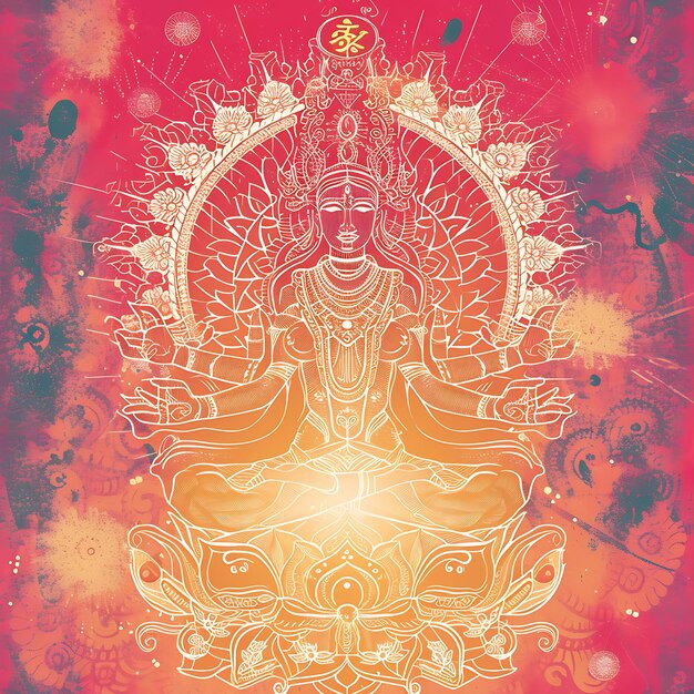 Photo a colorful image of a buddha with a cross on it