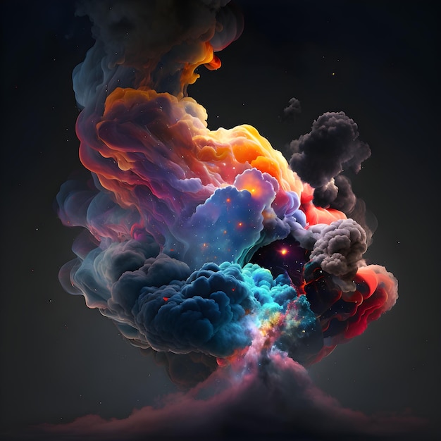 A colorful image of a cloud with a black background and a black background.