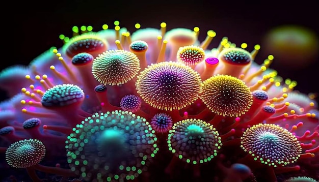 A colorful image of a coral with the word sea.