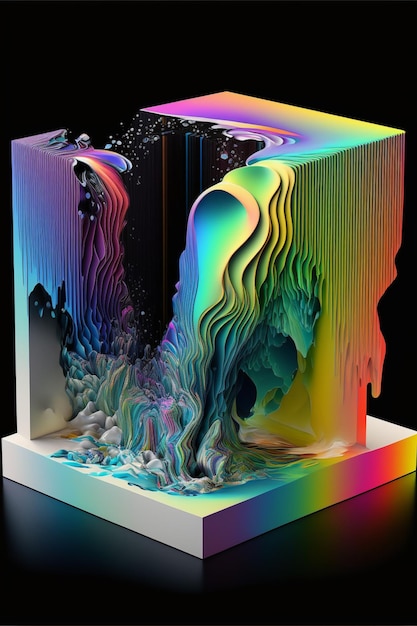 예술이라는 단어가 있는 큐브의 다채로운 이미지