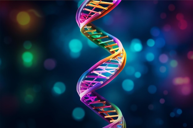 Photo a colorful image of a dna strand