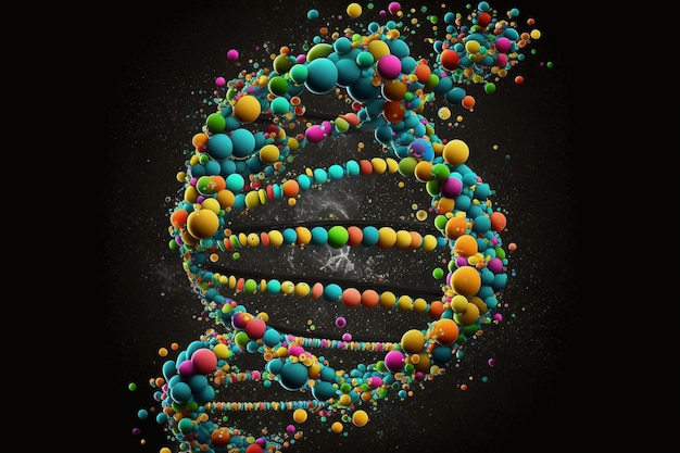 Foto un'immagine colorata di un dna con sopra la parola dna