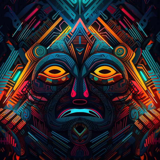 a colorful image of a face with a colorful background