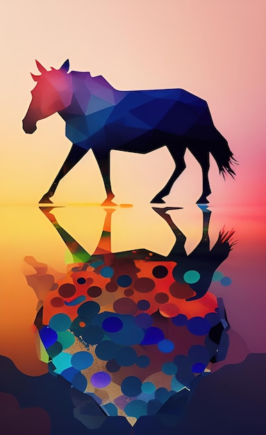 A colorful image of a horse with a colorful background.
