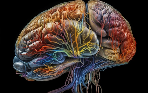 Красочное изображение человеческого мозга