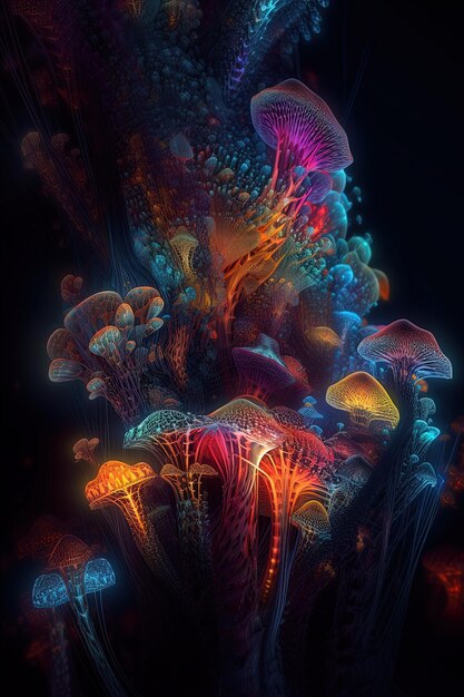 Photo a colorful image of a jellyfish with many colors