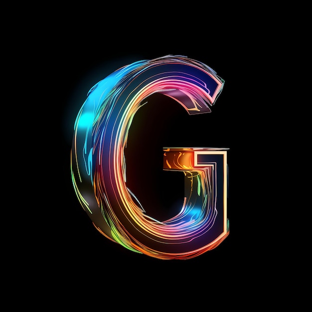 a colorful image of a letter g is shown on a black background