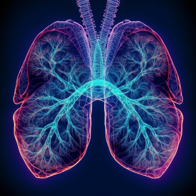 「肺」という言葉が描かれた肺のカラフルな画像