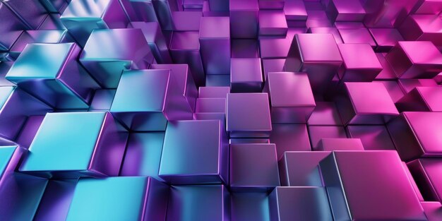 A colorful image of many cubes in various shades of purple and blue stock background