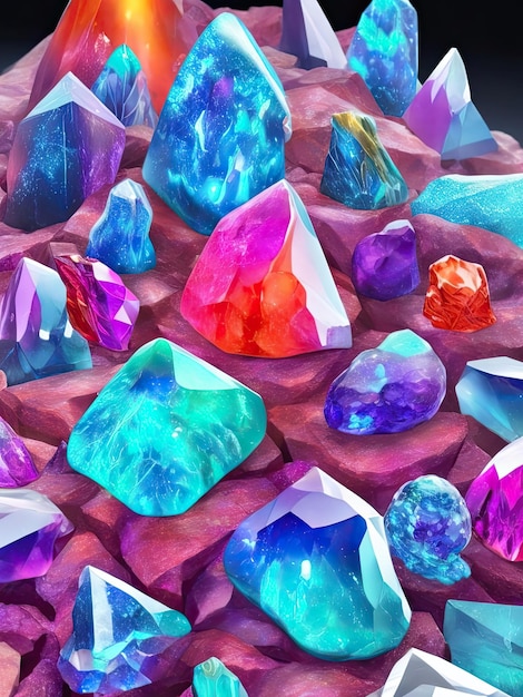 Красочное изображение кучи драгоценных камней
