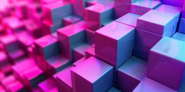 A colorful image of pink and blue cubes arranged in a pattern stock background