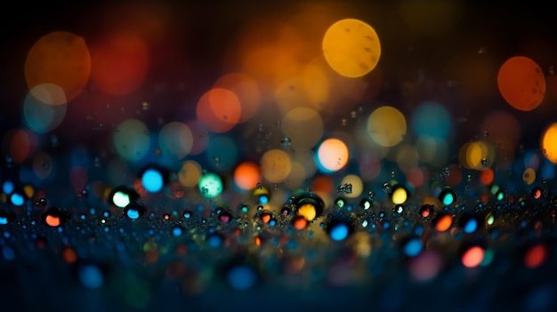 A colorful image of rain drops on a street