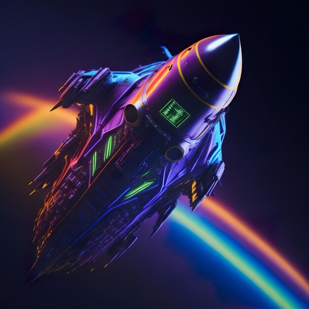 A colorful image of a spaceship with the number 9 on the side.