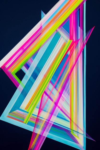 A colorful image of a triangle made by neon.