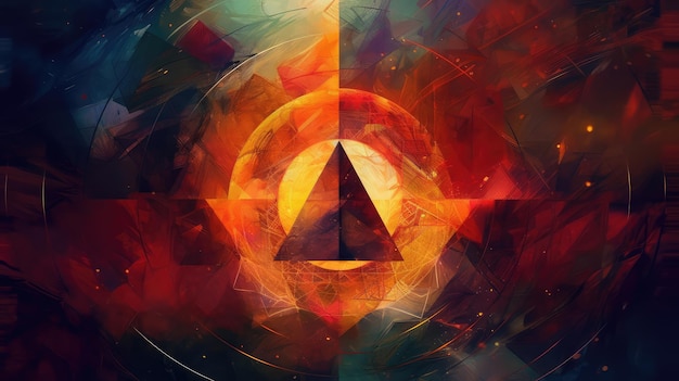 A colorful image of a triangle with the center of the circle in the center.