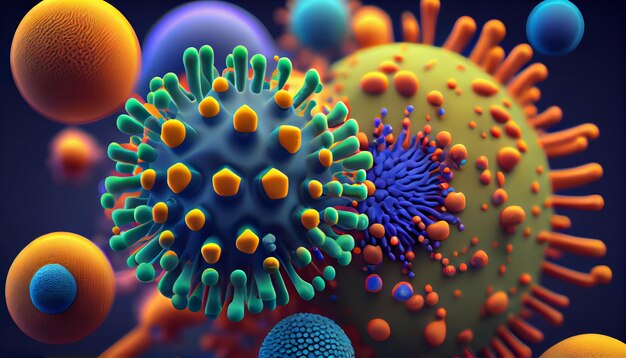 A colorful image of a virus and a coronavirus