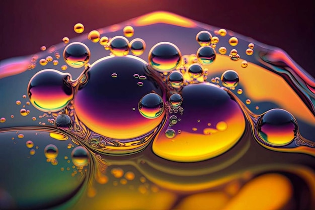 A colorful image of water drops on a surface