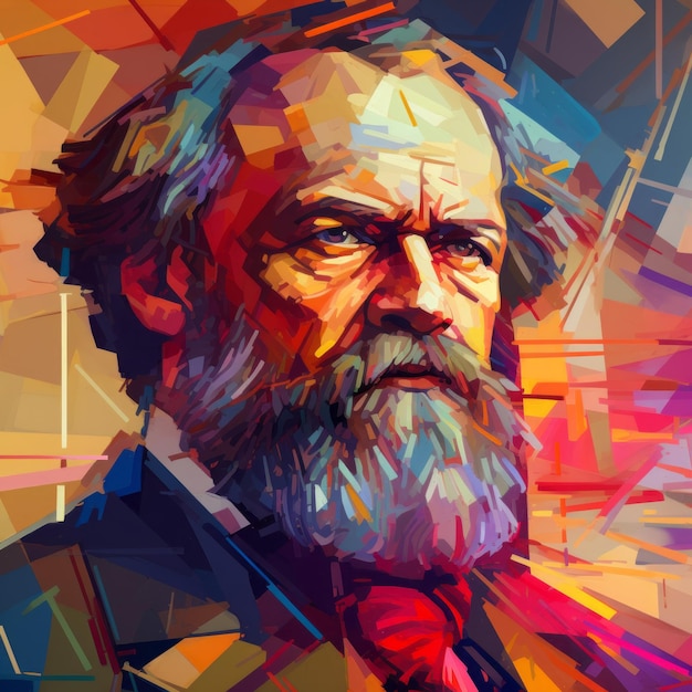 Colorful Impressionism A Geometric Portrait Of A Bearded Man