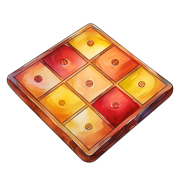 Photo colorful indian pachisi board game bright yellow and red cloth and wo creative traditonal objects