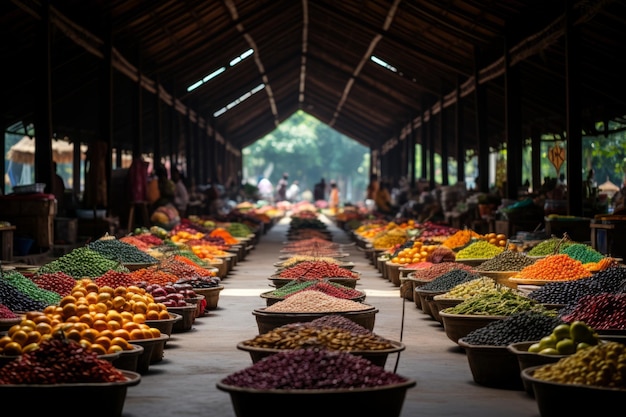 Colorful Indonesian Fruit Market Generative AI