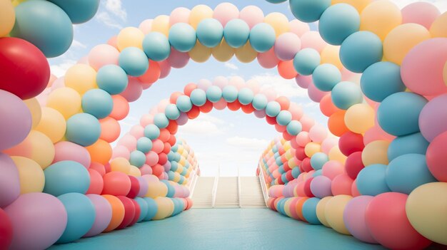 Photo a colorful inflatable bounce house filled with colorful balls