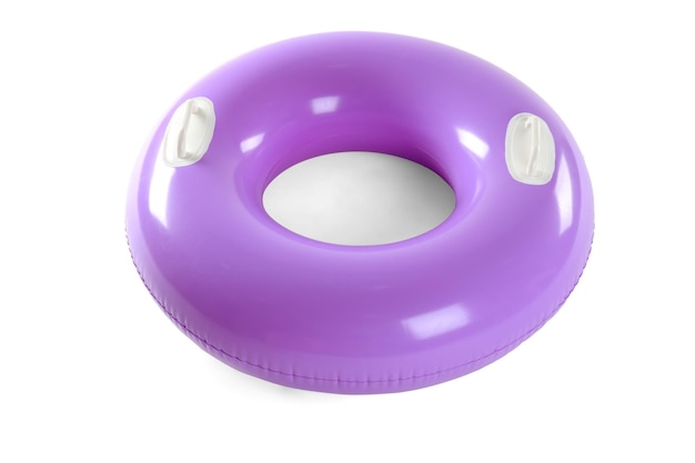 Colorful inflatable swim ring on white background