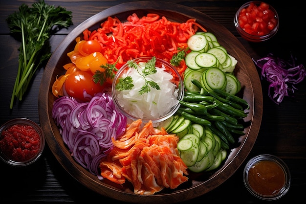 Colorful Ingredients for Kimchi Preparation