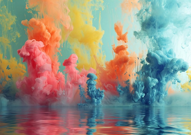 Colorful Ink Clouds in Water AI Generated