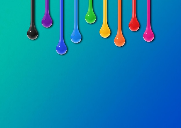 Colorful ink drops on blue background Horizontal wallpaper