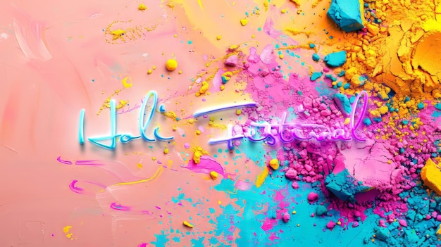 Photo colorful ink holi festival poster with copy space