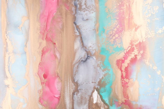 カラフルなインク高級抽象背景ゴールドピンク大理石テクスチャ流体アートパターン壁紙水中ペイントミックス