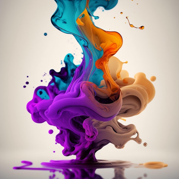 Colorful Ink Splash in Soft Watercolor Background generative Ai