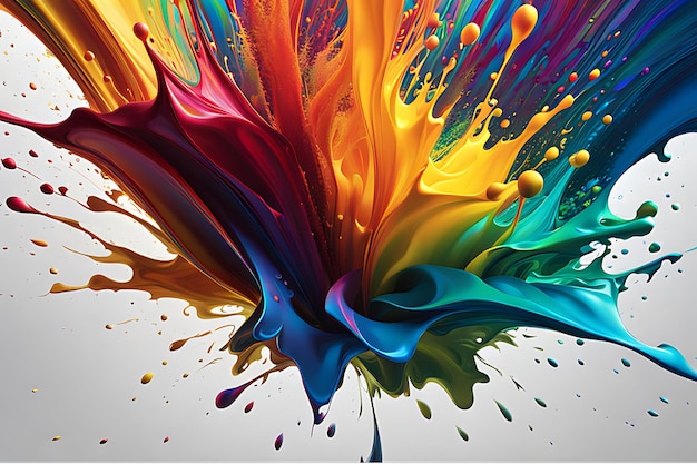 Photo colorful ink splashes form a rainbowlike abstract background