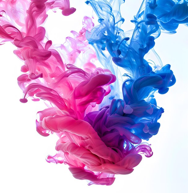 Colorful ink in water isolated on white background Abstract background