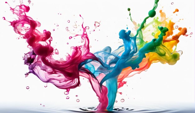 Colorful ink in water white background