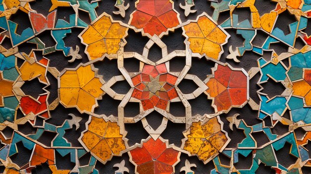 Colorful Islamic Geometric Patterns CloseUp Tile Design