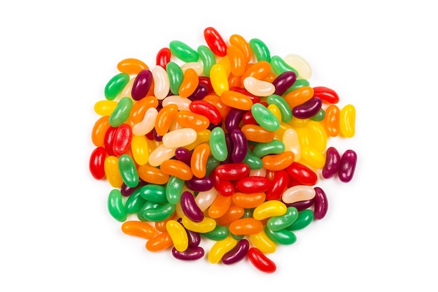 Colorful jelly beans isolated on white