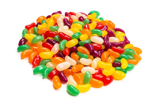 Colorful jelly beans isolated on white