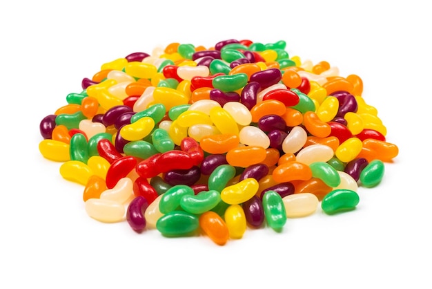 Colorful jelly beans isolated on white