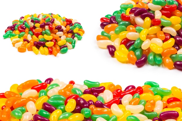 Colorful jelly beans isolated on white