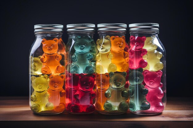 Colorful Jelly Bears in a Glass Jar Generative By Ai