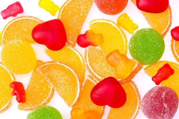 Photo colorful jelly candies background