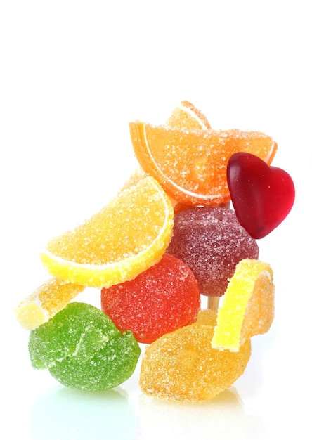 Colorful jelly candies isolated on white