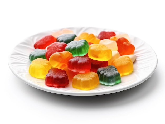 Foto caramelle di gelatina colorate isolate su bianco