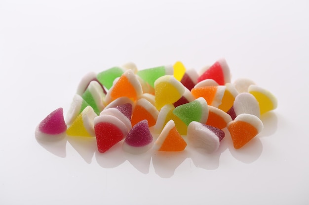 Colorful jelly candy isolated in white background